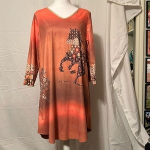 Custom hi Lo hem tunic or dress with running horses size large.